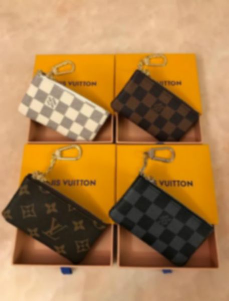 

coins wallet coin purse designer key pouch designer coin pouch designer luxury handbags purses keychain 77 lv louis vuitton, Black;brown