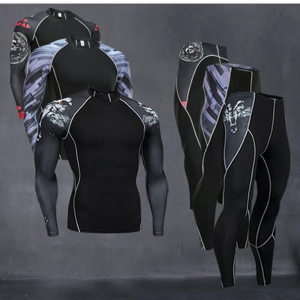 

мужчины спортивная compression спортивные костюмы quick dry running наборы одежда спорт бегуны тренажерный зал фитнес спортивные running set, Black;blue
