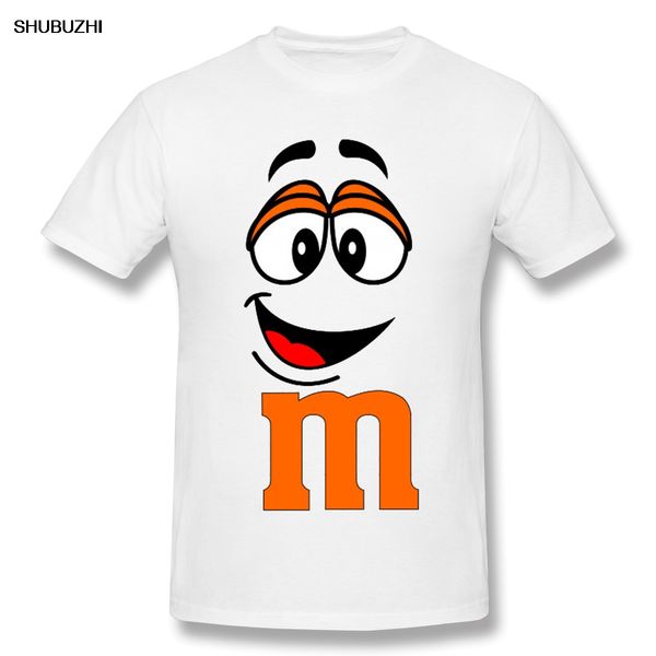

t shirts men orange smiling face t-shirt tee father day 100% cotton m&m's chocolate candy pure cotton tees