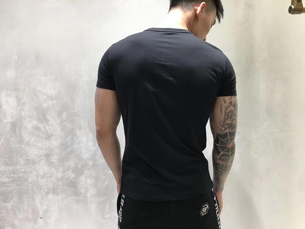 

big mens designer t male men 100% sleeve fashion rhinestone man 7 short t-shirt shirts skull cotton tees xjilt, Black