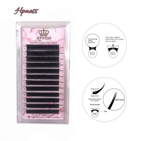 

false eyelashes flat ellipse extensions split tips shaped super soft silk