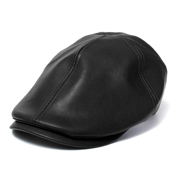 

female male beret hat leather cap trucker visor bonnet black, Blue;gray