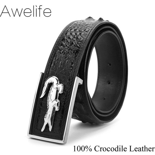 

crocodile belts men dress 100% genuine leather suit original design party wedding brand oxford casual formal luxury belt, Black;brown