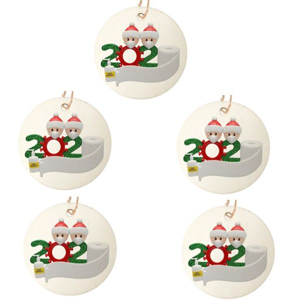 

christmas ornament diy wooden xmas tree pendant with pvc snowman face mask handing toys party stay at home social distancing f91206