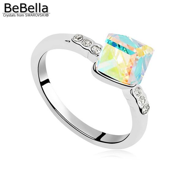 

cluster rings bebella cubic crystal finger ring with crystals from for women girl christmas fashion jewelry birthday gift, Golden;silver