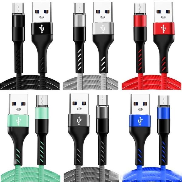 

2a quick charging type c usb c micro usb alloy aluminum braided nylon cable for samsung s8 s9 s10 note 8 9 htc pc tablet phone