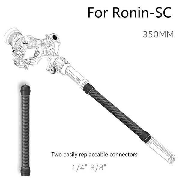 

35cm portable carbon fiber bar handheld extension rod stick for d-ji ronin-s gimbal stabilizer 1/4 3/8 screws