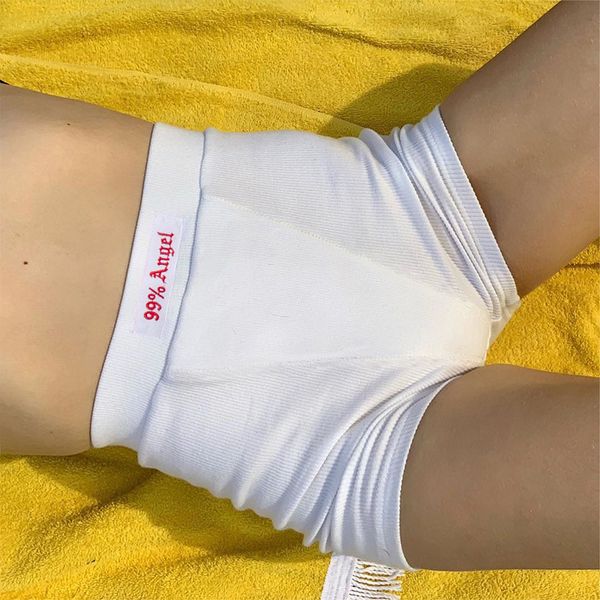 

2020 letter elasticity casual knitted shorts active athleisure sportswear high waist yogaings capris women short pants, White;black