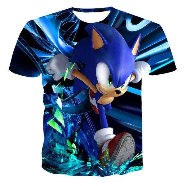

men cartoon sonic hedgehog blue girls baby 3d print shirts anime kawaii plus size men clothing