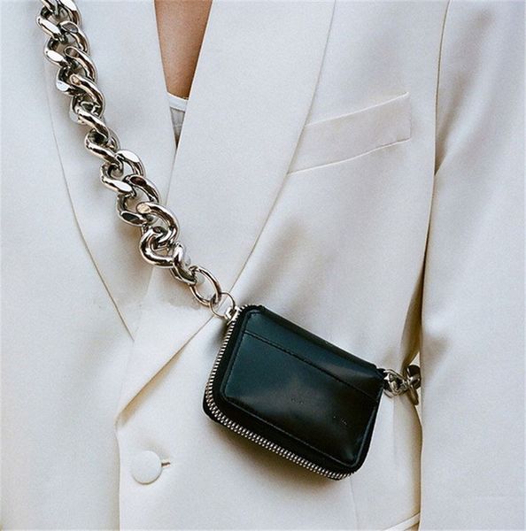 

Shoulder Bag Women Thick Chain Pockets Fashion Diagonal Cross Coin Chest Ins Super Fire Mini Leather Small Bag Female