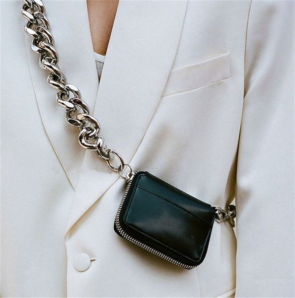 

shoulder bag women thick chain pockets fashion diagonal cross coin chest ins super fire mini leather small bag female