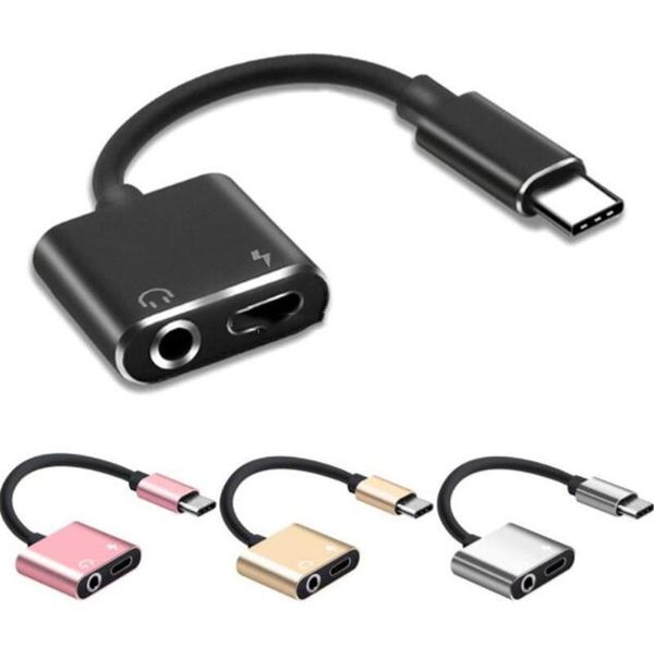 

usb type-c charging adapter audio 2 in 1 type c male to female 3.5mm headphone charger splitter earphone cable for samsung s9
