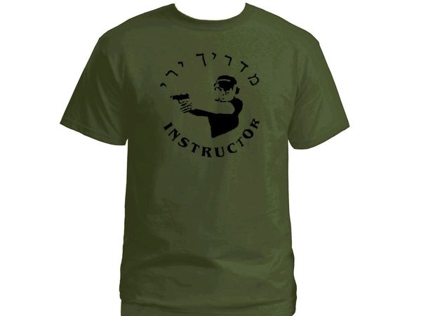 

2020 shooting instructor english/hebrew army green 100% cotton graphic t-shirt