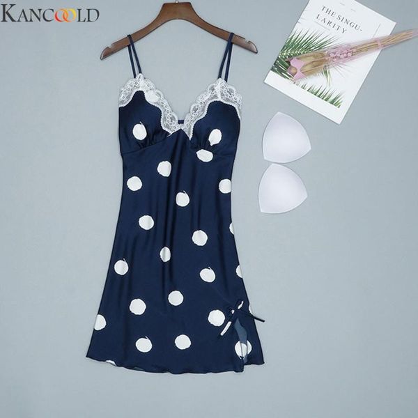 

women's sleepwear kancoold korean women polyester polka dot slim fit soft comfortable fresh style shaping for home wear nightgowns fash, Black;red