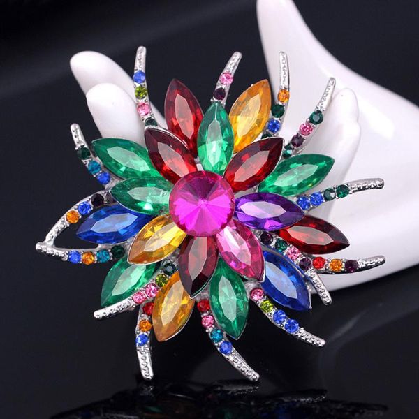 

jujie multicolor crystal flower brooches for women wedding bouquets brooch lapel pins fashion jewelry dropshipping, Gray