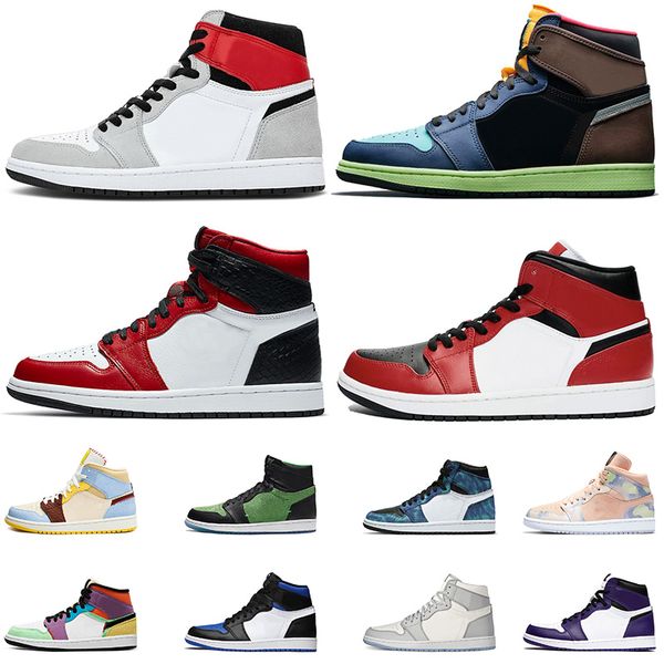 

milan new 1 high og basketball shoes 1s mens womens trainers jumpman 1 shattered backboard royal toe satin-snake size 13 sneakers, White;red