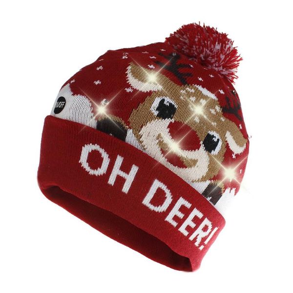 

2020 new women's knitted hat beanies outdoor cap with light led christmas accessories warm hat christmas skullies cap, Blue;gray