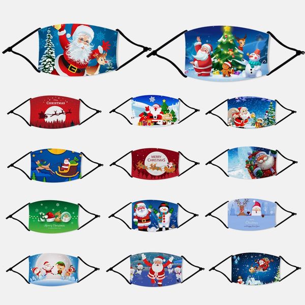 

fashion christmas masks deer printed xmas face masks anti dust snowflake christmas mouth cover washable reusable with masks filters in stock