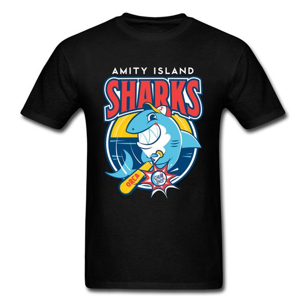 

дружелюбие остров акулы tshirt мужчины тренировки тенниска лета мультфильм tshirt пляж челюсти thriller топы тис выборочная одежды