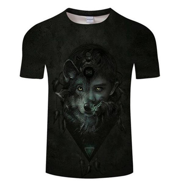 

wholesale yin and yang wolf black 3d print shirts comics funny humor men clothing