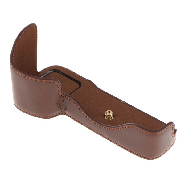 

pu leather camera half case bag cover protector for sony a9 a7r3 a7riii, coffee