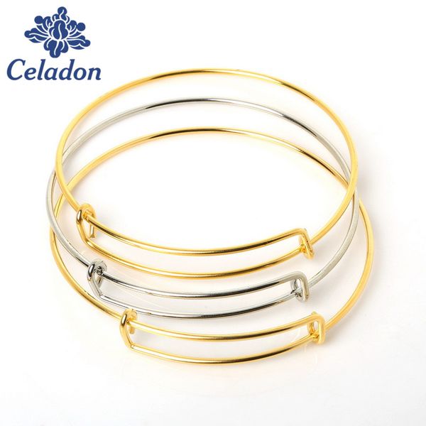 

10pcs/lot gold silver plated charming expandable bangles women lady wire adjustable bangle bracelet for fashion gift charms, Black