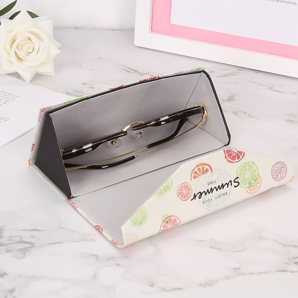 

sunglasses frames fresh girl glasses case folding triangle lightweight portable sun fashion print box, Silver