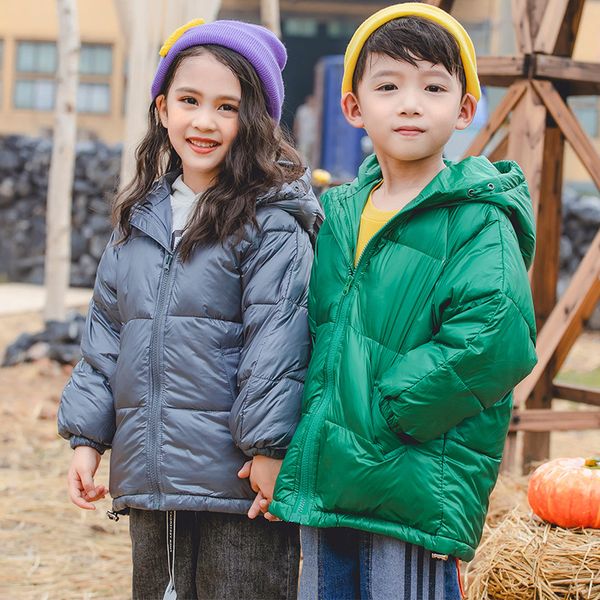 

children's outerwear boys winter warm hooded coat children cotton-padded clothes boy down jacket kid sport jackets 3-11 yrs, Blue;gray