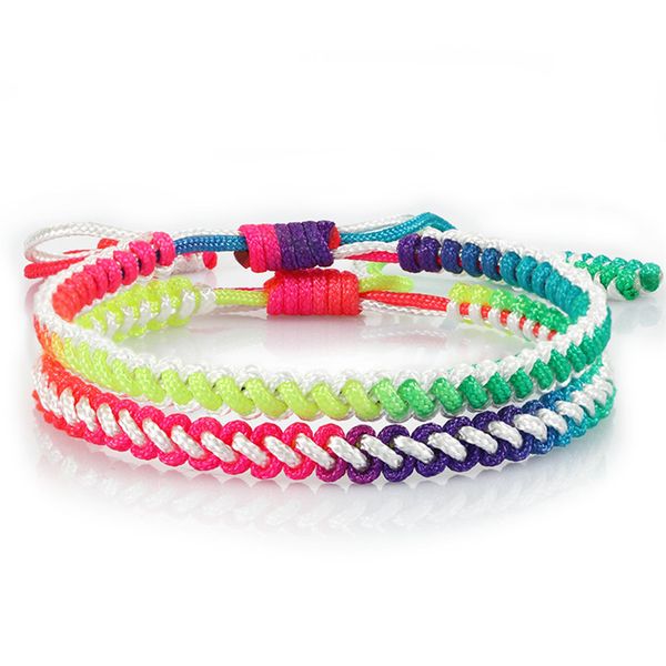 

tennis handmade weave bracelet fashion rainbow rope knot adjustable lucky charm bracelets for women men girl jewelry friendship bangles, Golden;silver