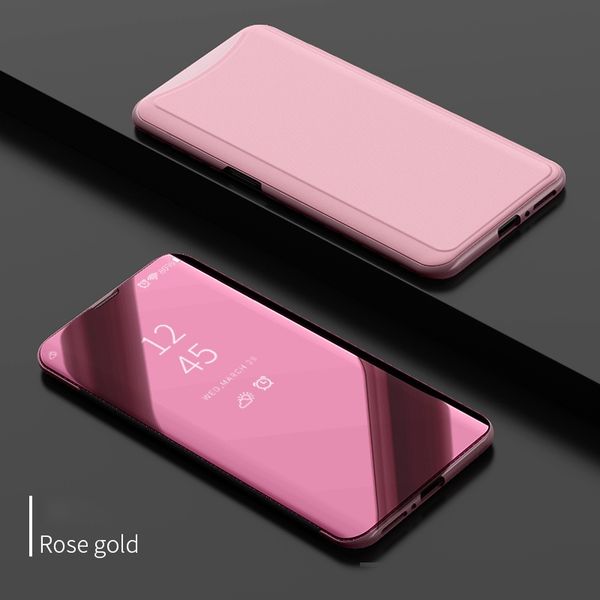 

luxury clear view standing mirror flip pc cover case for oppo find x smart sleep view flip awake cover case