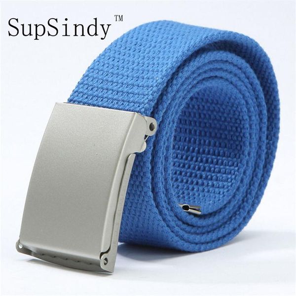 

supsindy plain webbing waistband casual canvas belt metal buckle men women boys jeans belts candy colors 10cm, Black;brown