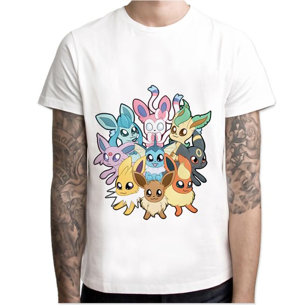 

eevee t shirt men anime дизайн футболка vintage camisetas футболка прохладной 100% хлопок тис hip hop тенниска для мужчин тонкого tee top