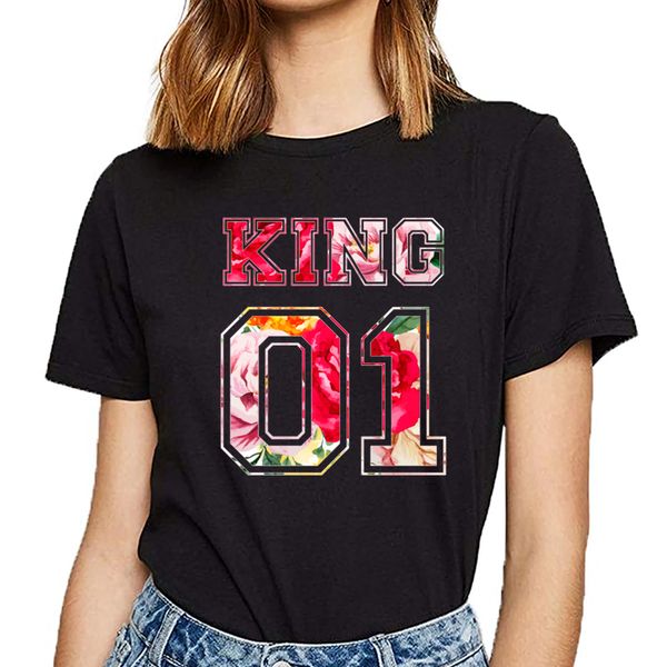 

t shirt women 01 king and queen basic black custom female tshirt
