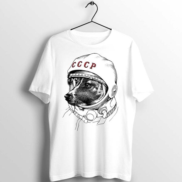 

men's t shirt cccp soviet astronaut dog funny artwork art printed tee