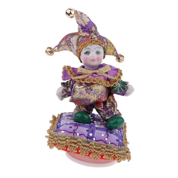 

6inch pocerlain triangel doll clown model music box home ornament