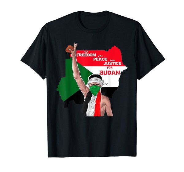 

2019 fashion om peace justice for sudan black t-shirt s-3xl tees