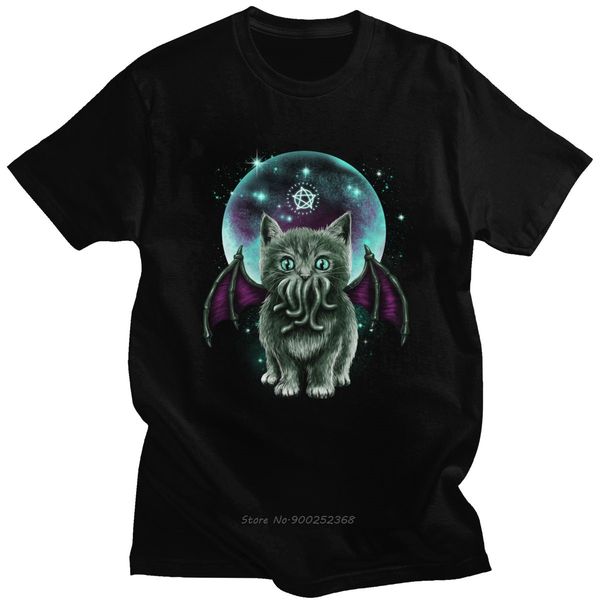 

trendy harajuku call of cthulhu t shirt men short sleeves kaiju cat t-shirt monster lovecraft film fan tee cotton graphic tshirt