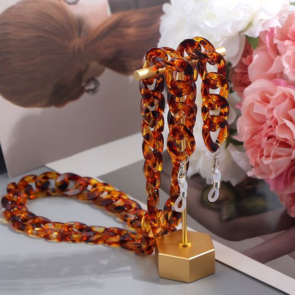 

just feel acrylic leopard face mask chain for women 70cm long glasses chains non-slip sunglasses lanyard eyewear neck holder, Silver
