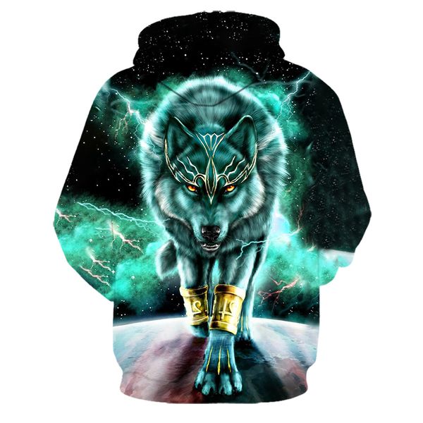 

fashion man animal printed men's wolf design sweatshirt 3d harajuku hoodie s-6xl, Black