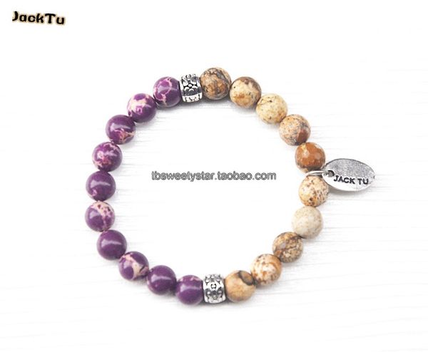 

tennis purple imperial stone elastic bracelet for woman, Golden;silver