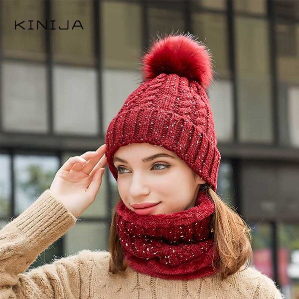 

beanie/skull caps winter women wool ball hat european american fashion plush warm twist knitted thicken scarf set girl skull beanies, Blue;gray