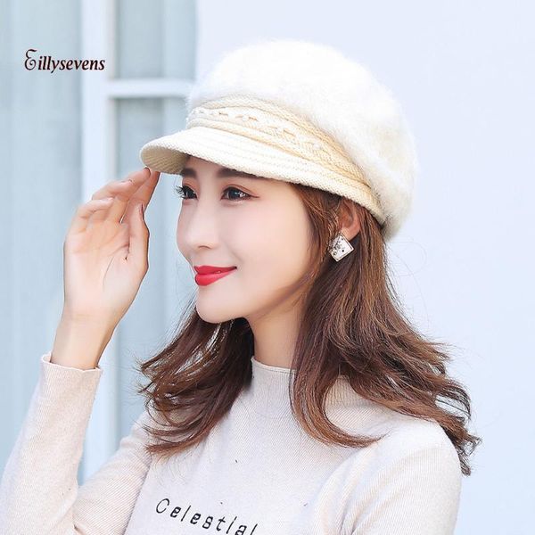 

fashion hats for women beret french style vintage warm solid thicken soft wool hat knit windproof cap berets boinas para mujer, Blue;gray