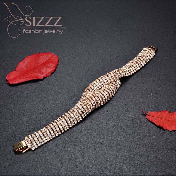 

charm bracelets 2021 european and american gold inlaid personality wide rhinestone bride bracelet&bangles for women, Golden;silver