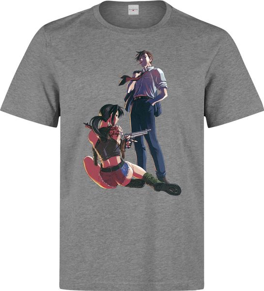 

2019 новое лето мужчины горячие продажа мода black lagoon аниме персонажи artwork top мужская серый футболка tee shirt