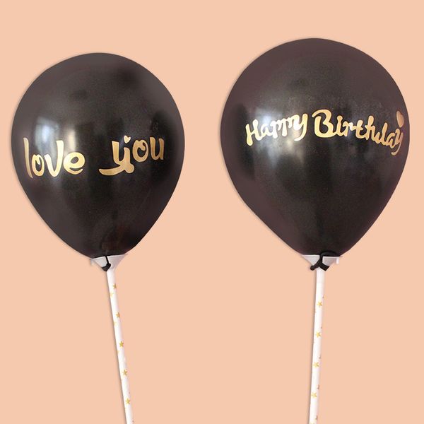 

party decoration 1 set 5inch black balloon with sticker cake er straw bow baby shower favors wedding birthday supplies