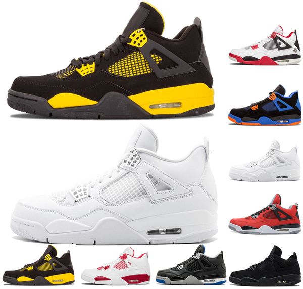 

4 4s basketball shoes men pure money royalty white cement raptors black cat bred fire red mens trainers sports sneakers
