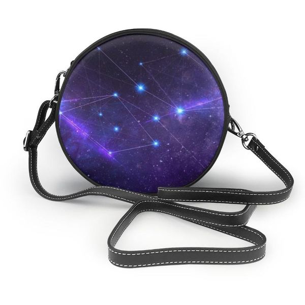 

noisydesigns constellation circular fashion shoulder bag women's shoulder messenger bags ladies purse female round handbag bolsa