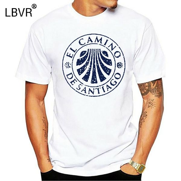 

camino de santiago t shirt grey with blue sello stamp - santiago pilgrimage