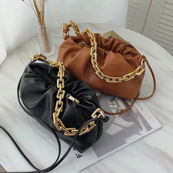 

gold chain lizard pattern for women 2020 winter armpit bag lady shoulder handbag female travel hand bag