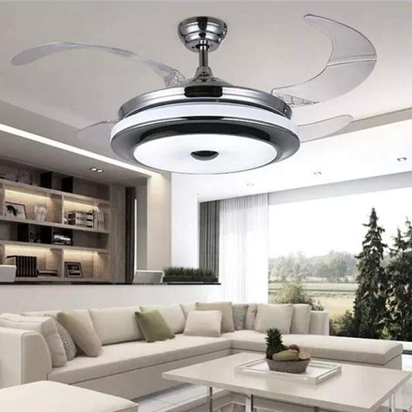 

electric fans modern ceiling fan lights retractable invisible blades and remote control with silent motor for living room bedroom restaurant